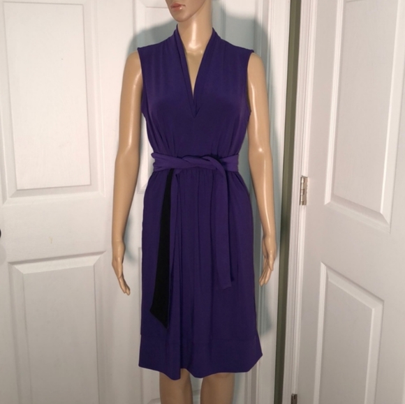 Daisy Fuentes Royal Purple Sleeveless Dress with removable tie sash, Size S - Picture 4 of 16